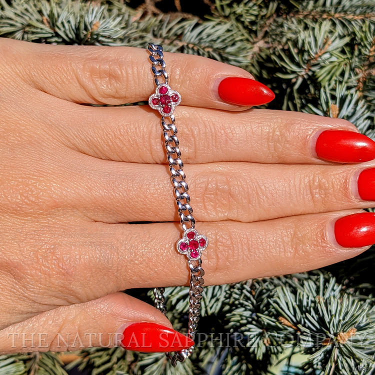 0.80 Ct.Tw. Ruby Accent Stones Bracelet, 14K White Gold