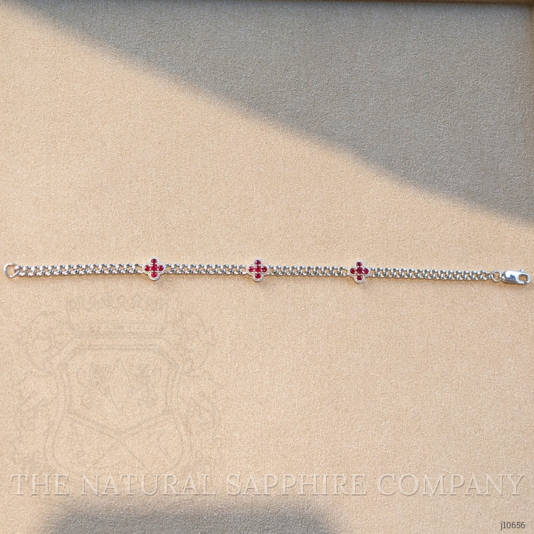 0.80 Ct.Tw. Ruby Accent Stones Bracelet, 14K White Gold