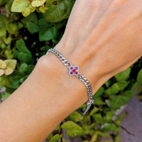 0.80 Ct.Tw. Ruby Accent Stones Bracelet, 14K White Gold Life Style