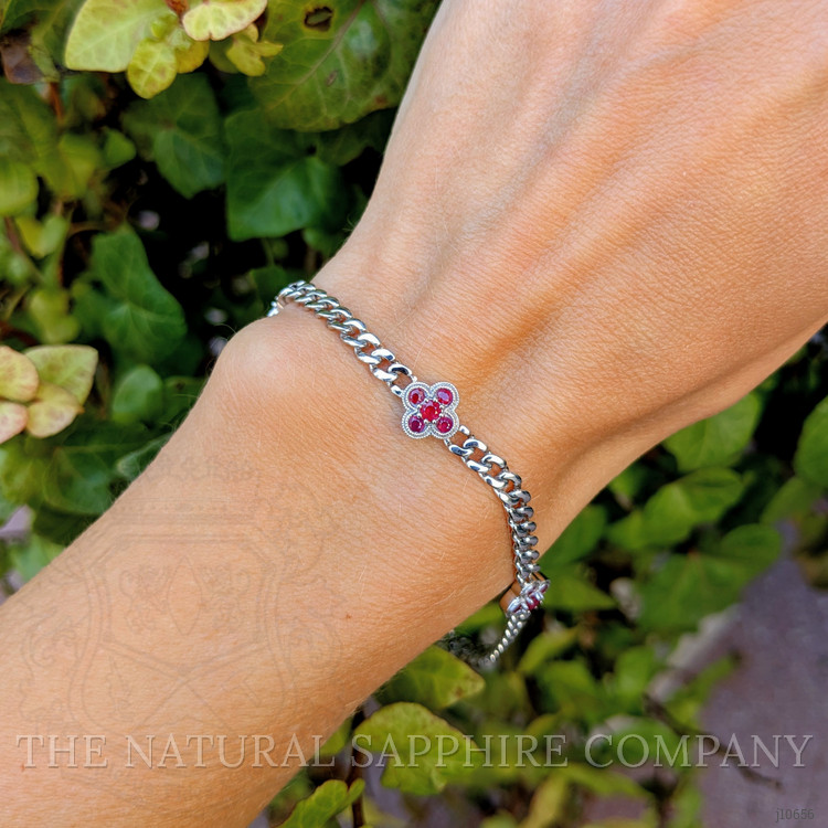 0.80 Ct.Tw. Ruby Accent Stones Bracelet, 14K White Gold