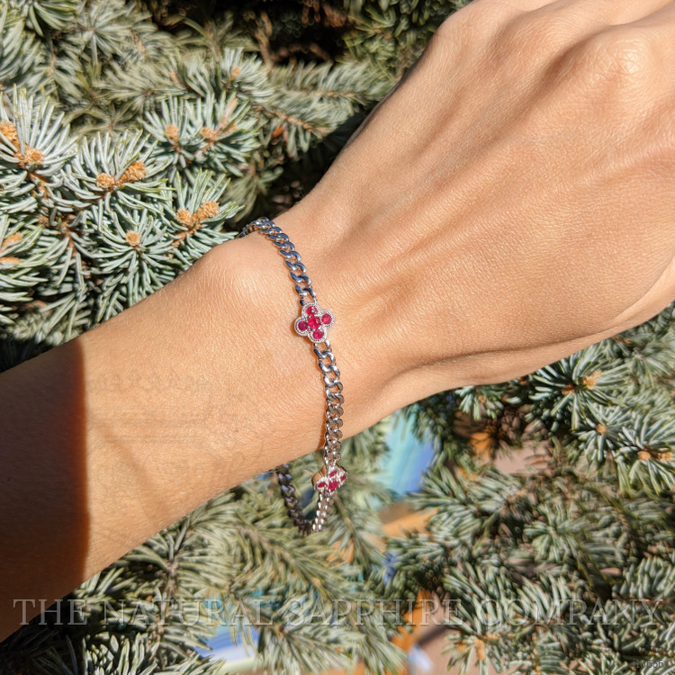 0.80 Ct.Tw. Ruby Accent Stones Bracelet, 14K White Gold