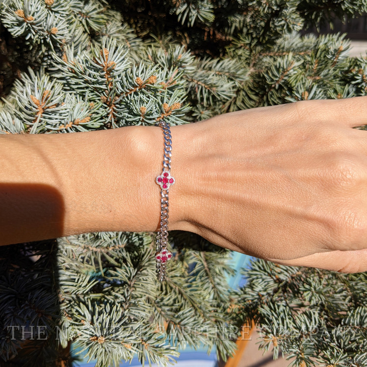 0.80 Ct.Tw. Ruby Accent Stones Bracelet, 14K White Gold