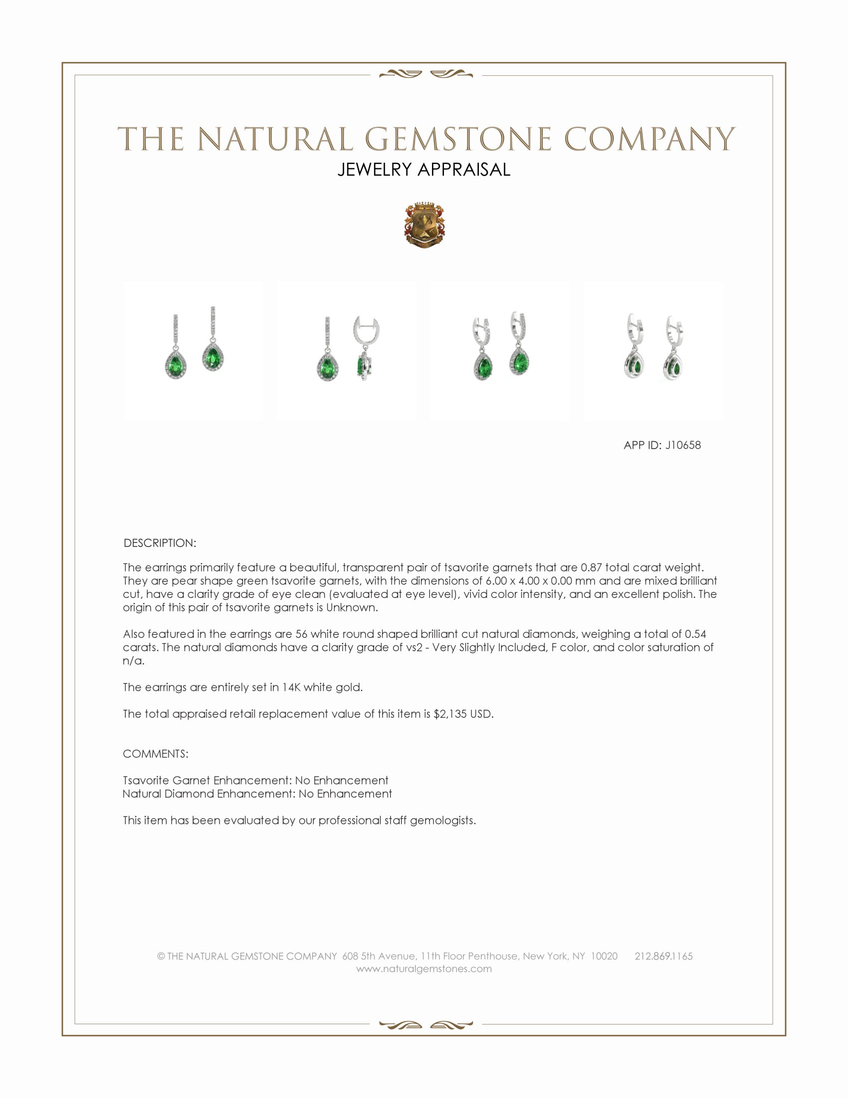 0.87 Ct.Tw. Tsavorite Garnet and Natural Diamond Halo Earrings, 14K White Gold