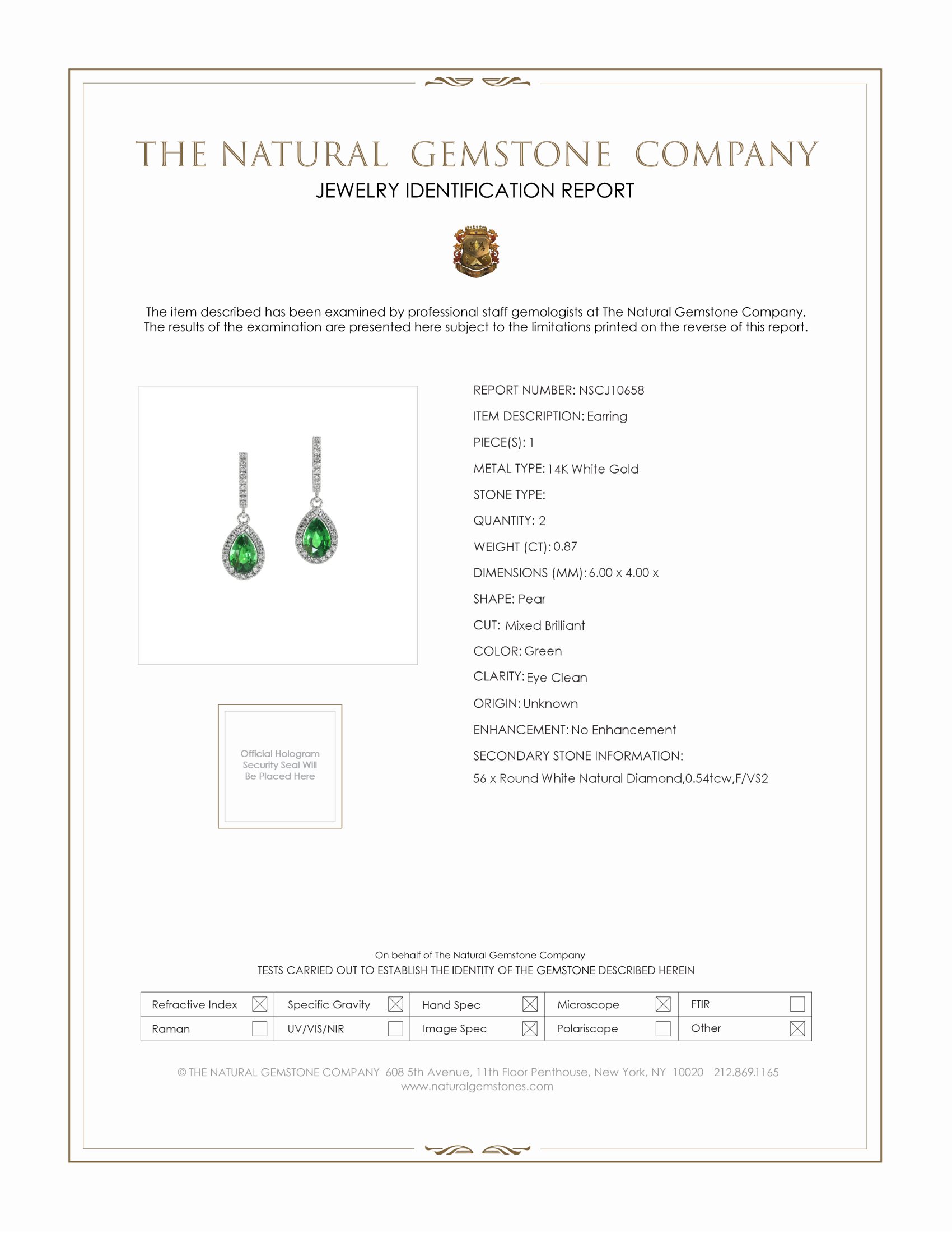 0.87 Ct.Tw. Tsavorite Garnet Natural Diamond Halo Earrings, 14K White Gold