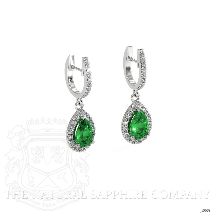 0.87 Ct.Tw. Tsavorite Garnet Natural Diamond Halo Earrings, 14K White Gold