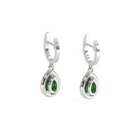0.87 Ct.Tw. Tsavorite Garnet Natural Diamond Halo Earrings, 14K White Gold Image