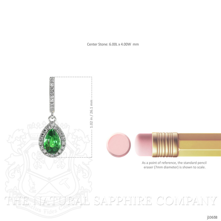 0.87 Ct.Tw. Tsavorite Garnet Natural Diamond Halo Earrings, 14K White Gold