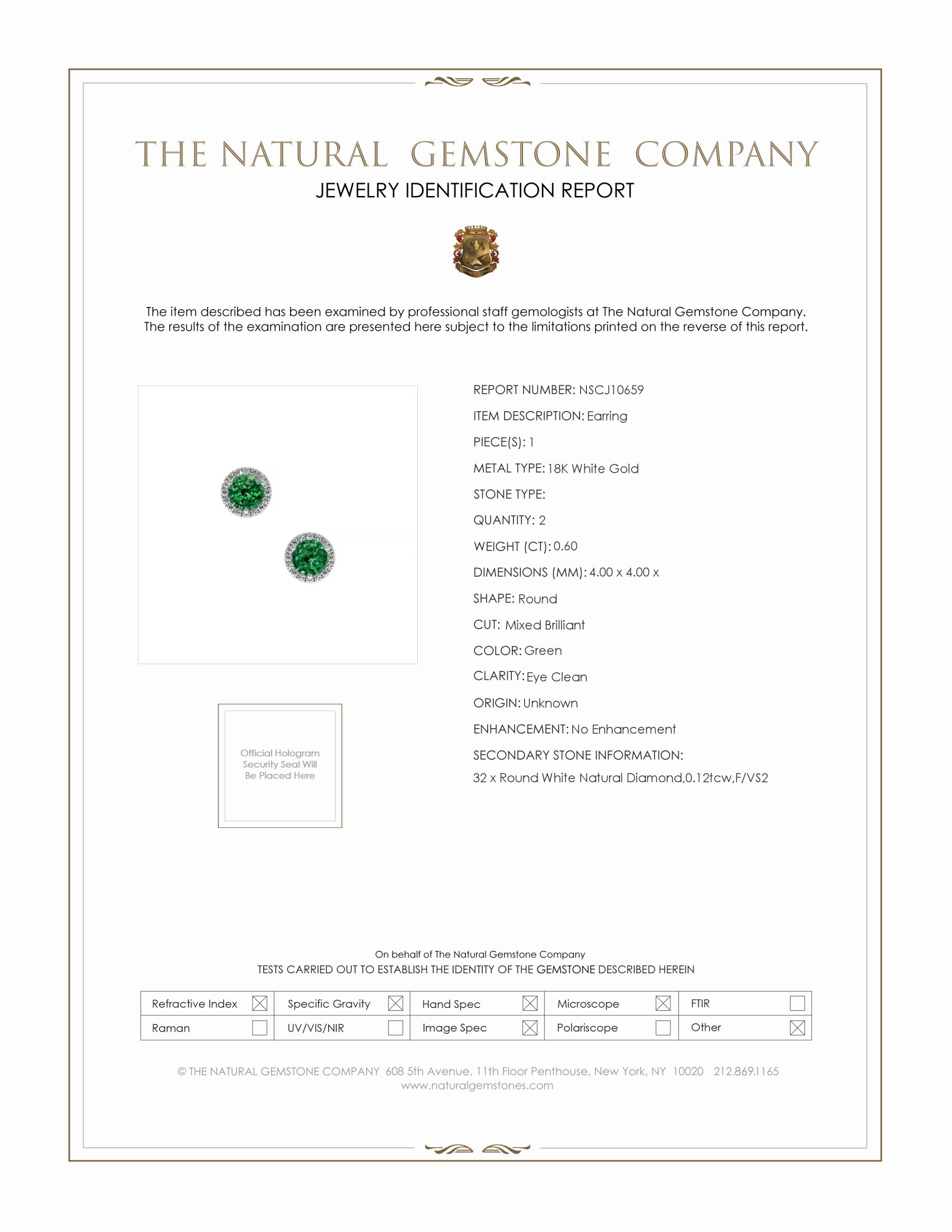 0.60 Ct.Tw. Tsavorite Garnet Natural Diamond Halo Earrings, 18K White Gold