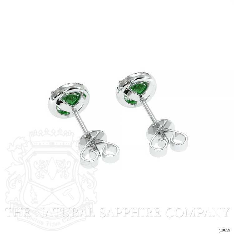 0.60 Ct.Tw. Tsavorite Garnet Natural Diamond Halo Earrings, 18K White Gold