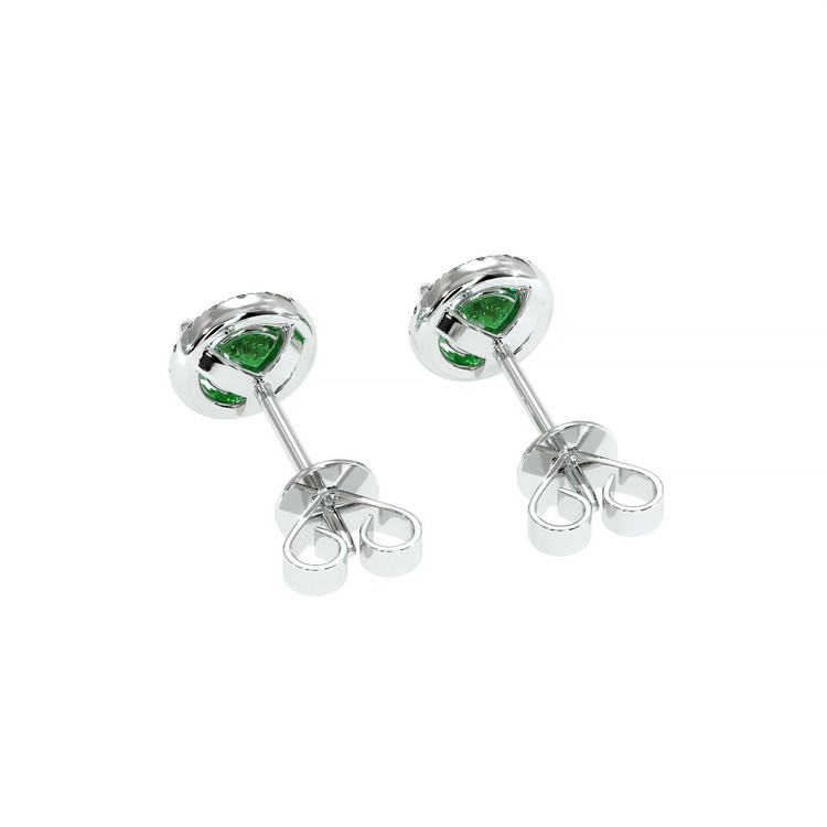 0.60 Ct.Tw. Tsavorite Garnet Natural Diamond Halo Earrings, 18K White Gold