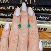 0.60 Ct.Tw. Tsavorite Garnet Natural Diamond Halo Earrings, 18K White Gold Life Style