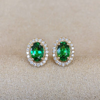 1.10 Ct.Tw. Tsavorite Garnet 14K Yellow Gold earring