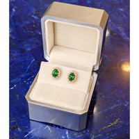 1.10 Ct.Tw. Tsavorite Garnet Natural Diamond Halo Earrings, 14K Yellow Gold Life Style