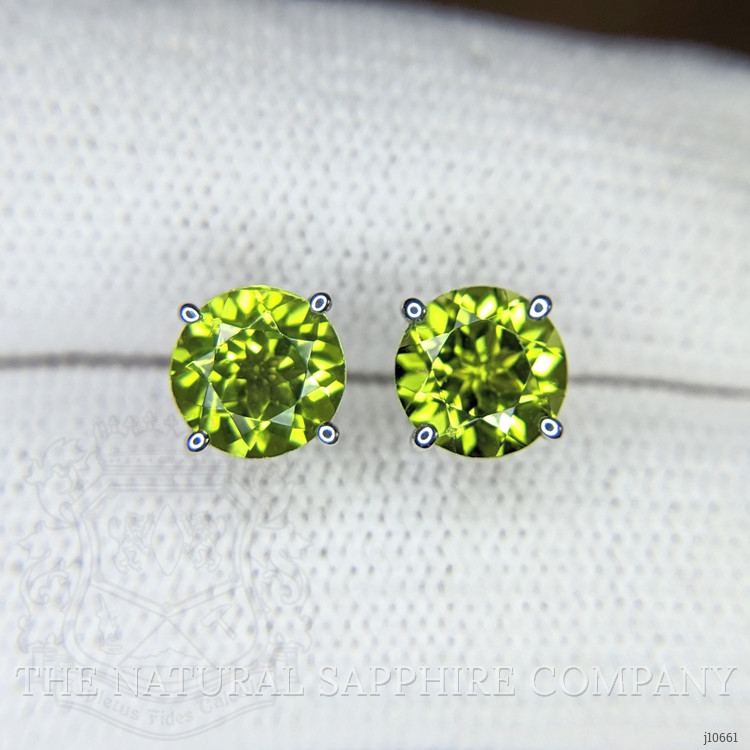 2.00 Ct.Tw. Peridot Studs Earrings, 14K White Gold