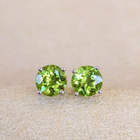 2.00 Ct.Tw. Peridot Studs Earrings, 14K White Gold Image
