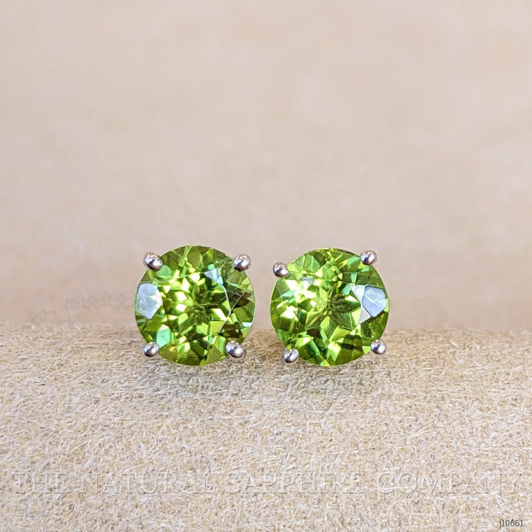 2.00 Ct.Tw. Peridot Studs Earrings, 14K White Gold