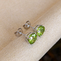 2.00 Ct.Tw. Peridot Studs Earrings, 14K White Gold Image