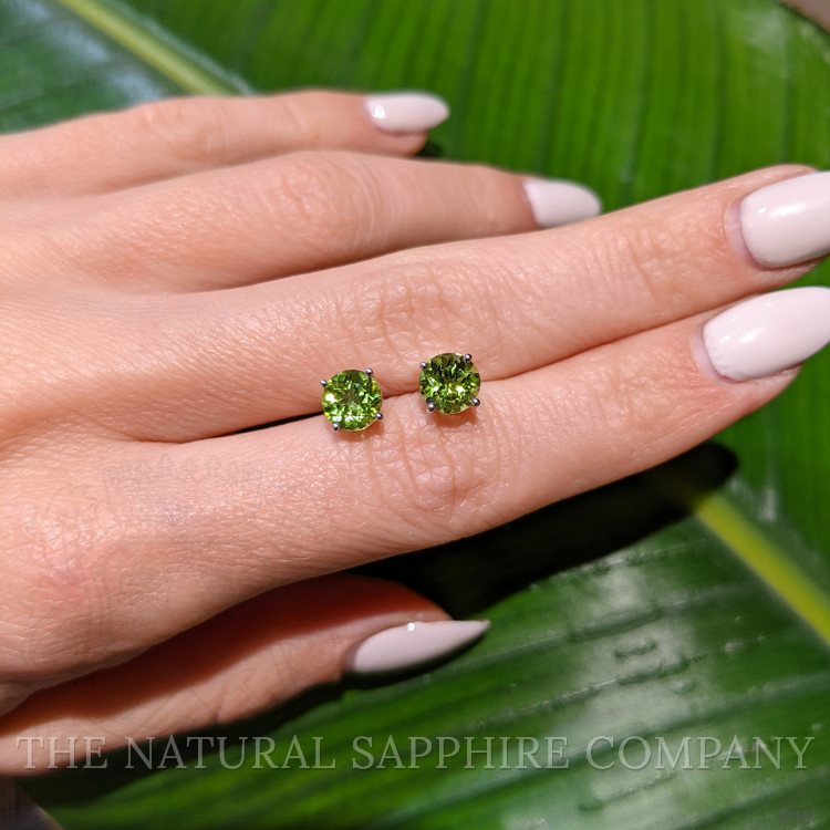 2.00 Ct.Tw. Peridot Studs Earrings, 14K White Gold