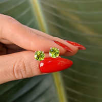 2.00 Ct.Tw. Peridot Studs Earrings, 14K White Gold Life Style