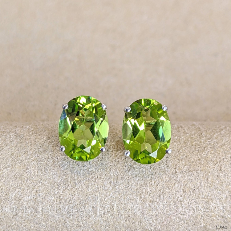 2.90 Ct.Tw. Peridot Studs Earrings, 14K White Gold