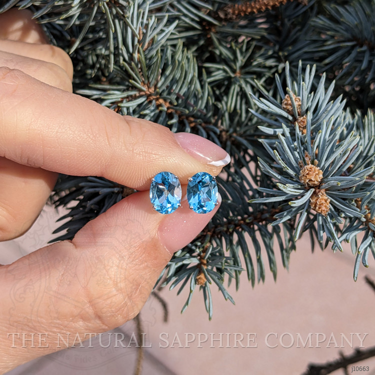 3.20 Ct.Tw. Topaz Studs Earrings, 14K White Gold