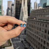 3.20 Ct.Tw. Topaz Studs Earrings, 14K White Gold Life Style