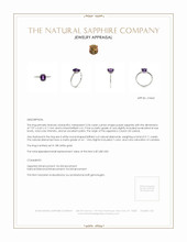 2.04 Ct. Purple Sapphire and Natural Diamond Pave Ring, 18K White Gold Appraisal