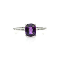 2.04 Ct. Purple Sapphire and Natural Diamond Pave Ring, 18K White Gold Video