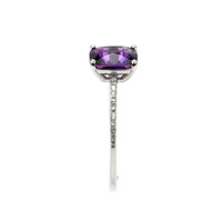 2.04 Ct. Purple Sapphire and Natural Diamond Pave Ring, 18K White Gold Image