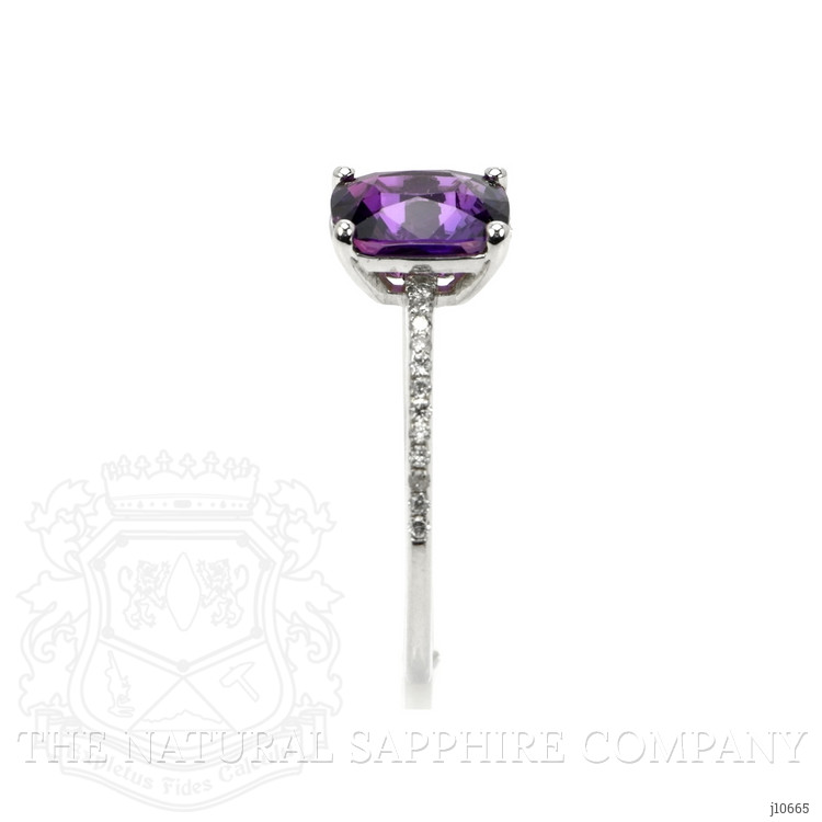 2.04 Ct. Purple Sapphire and Natural Diamond Pave Ring, 18K White Gold