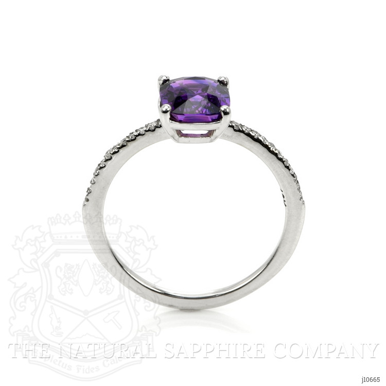 2.04 Ct. Purple Sapphire and Natural Diamond Pave Ring, 18K White Gold