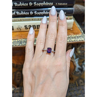 2.04 Ct. Purple Sapphire and Natural Diamond Pave Ring, 18K White Gold Life Style