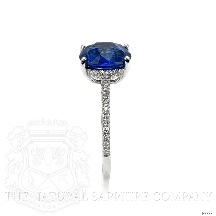 3.64 Ct. Blue Sapphire and Natural Diamond Pave Ring, 18K White Gold