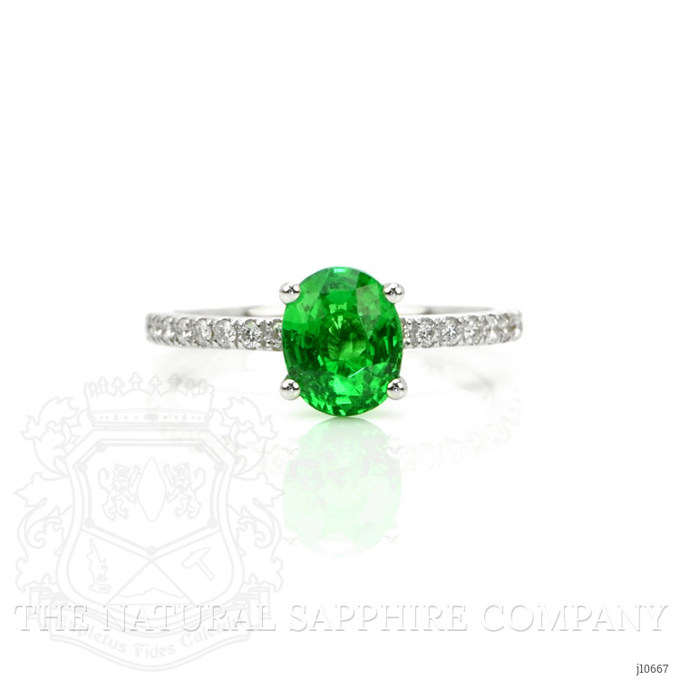 1.45 Ct. Tsavorite Garnet Pave Ring, 18K White Gold