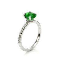 1.45 Ct. Tsavorite Garnet Pave Ring, 18K White Gold Image