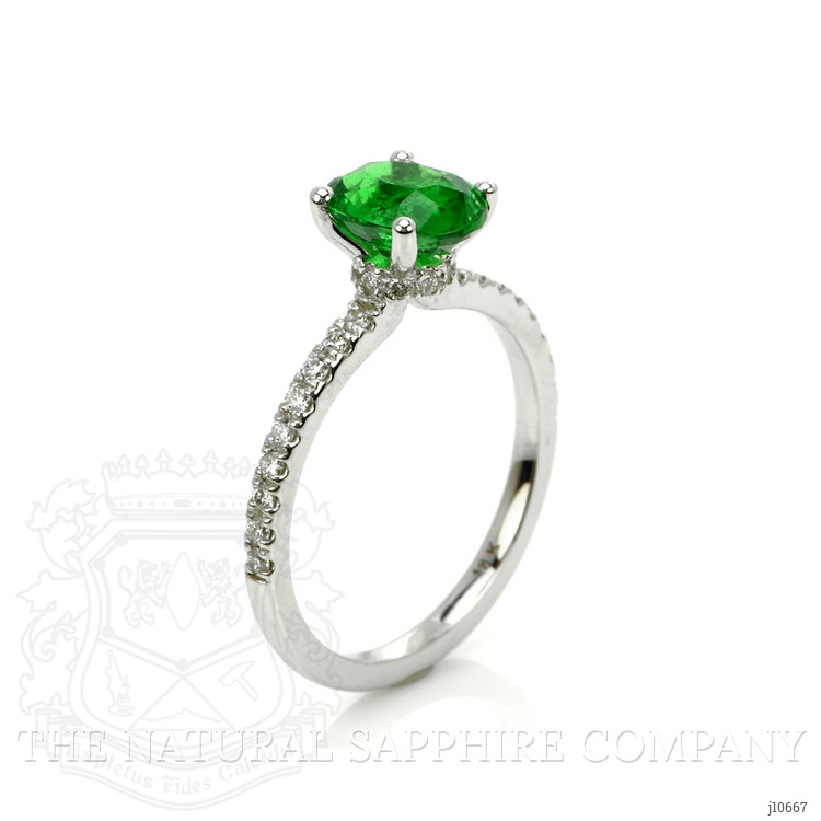 1.45 Ct. Tsavorite Garnet Pave Ring, 18K White Gold