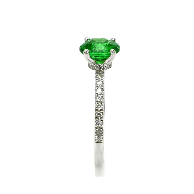1.45 Ct. Tsavorite Garnet Pave Ring, 18K White Gold
