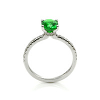1.45 Ct. Tsavorite Garnet Pave Ring, 18K White Gold Image