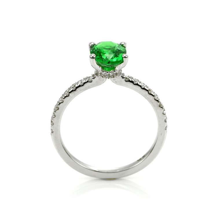 1.45 Ct. Tsavorite Garnet Pave Ring, 18K White Gold