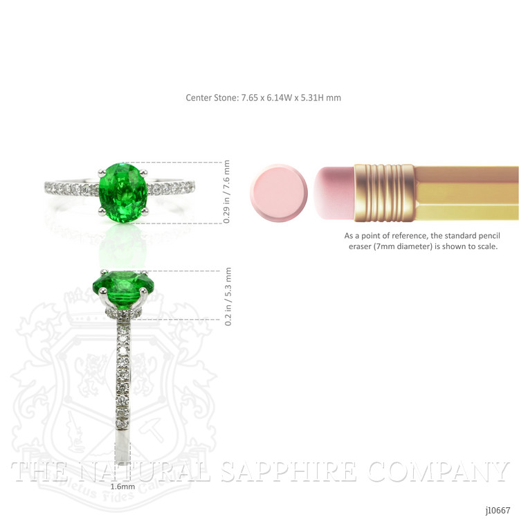 1.45 Ct. Tsavorite Garnet Pave Ring, 18K White Gold