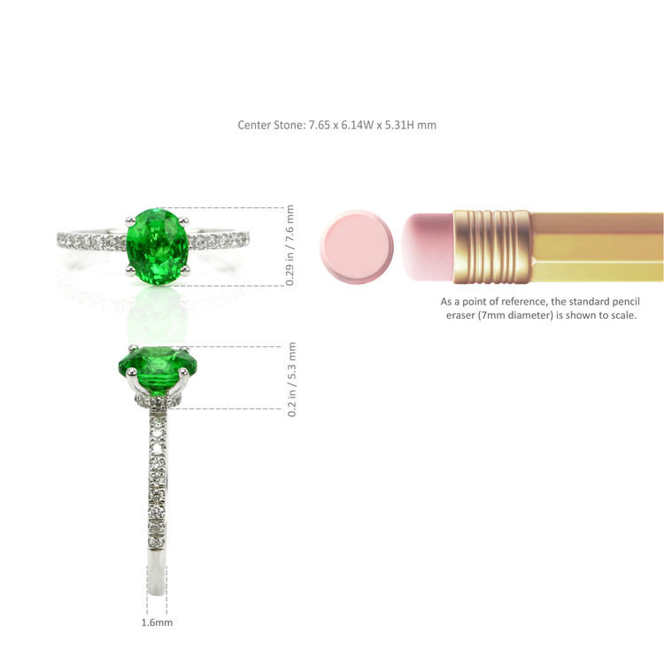1.45 Ct. Tsavorite Garnet Pave Ring, 18K White Gold