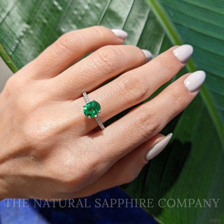 1.45 Ct. Tsavorite Garnet Pave Ring, 18K White Gold