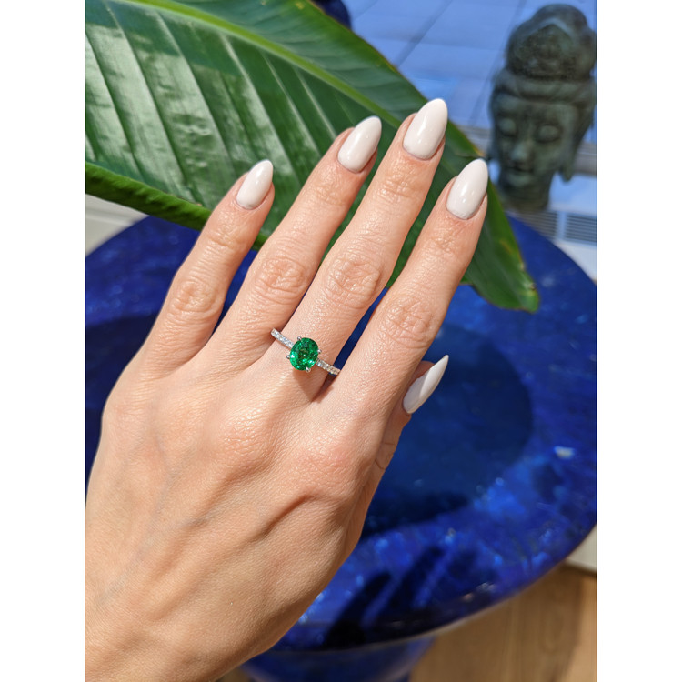 1.45 Ct. Tsavorite Garnet Pave Ring, 18K White Gold