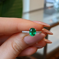 1.45 Ct. Green Tsavorite Garnet Pave Ring, 18K White Gold Life Style