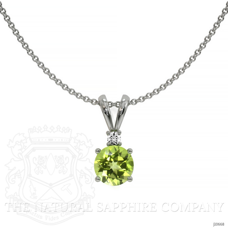 1.00 Ct. Peridot Natural Diamond Accent Stones Pendant, 14K White Gold