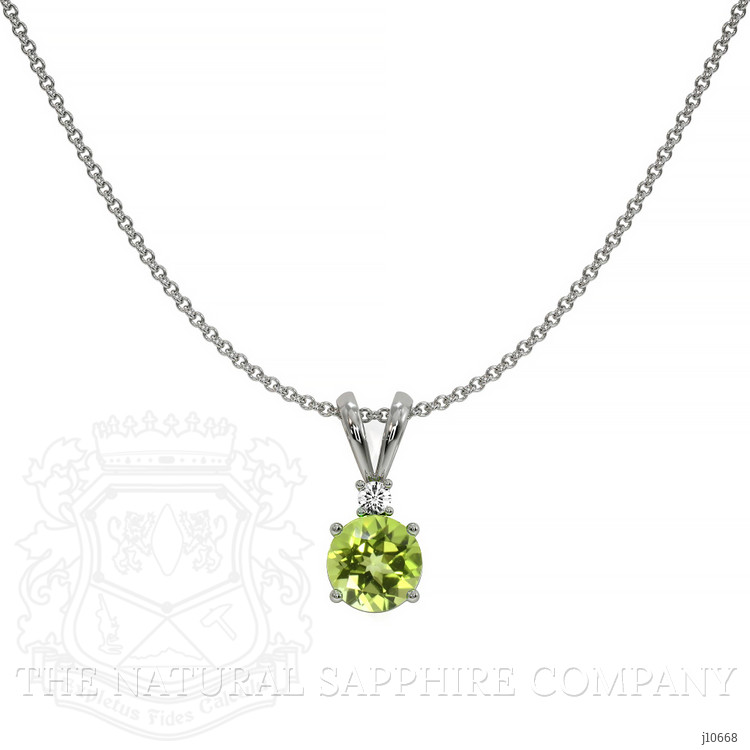 1.00 Ct. Peridot Natural Diamond Accent Stones Pendant, 14K White Gold