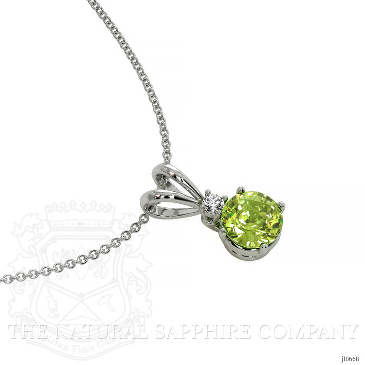1.00 Ct. Peridot Natural Diamond Accent Stones Pendant, 14K White Gold
