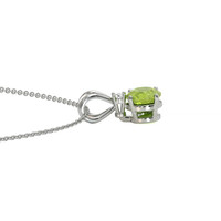 1.00 Ct. Peridot Natural Diamond Accent Stones Pendant, 14K White Gold Image
