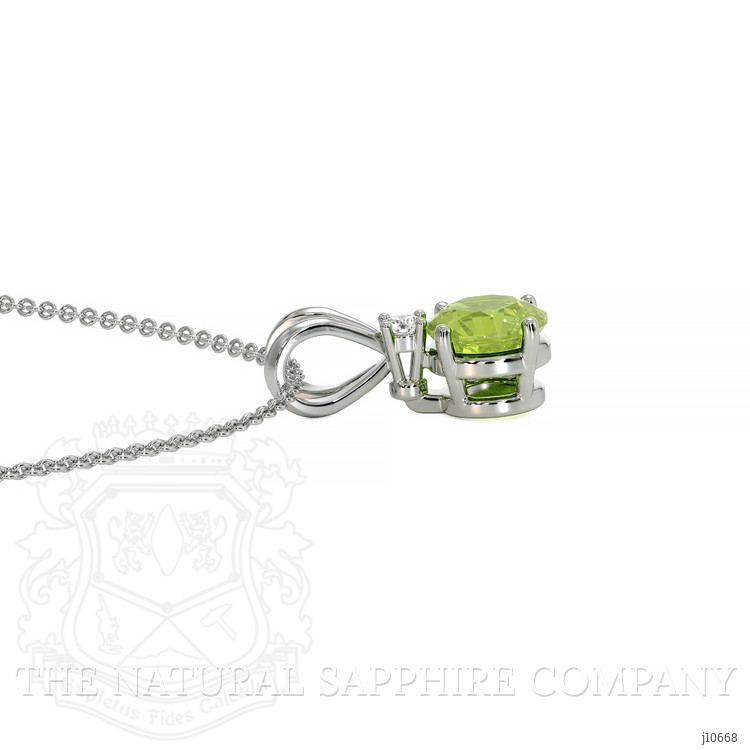 1.00 Ct. Peridot Natural Diamond Accent Stones Pendant, 14K White Gold