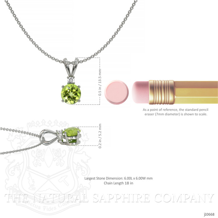 1.00 Ct. Peridot Natural Diamond Accent Stones Pendant, 14K White Gold